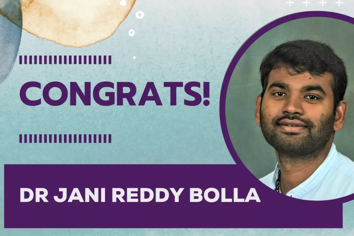 Congratulations image for Dr Jani Reddy Bolla.